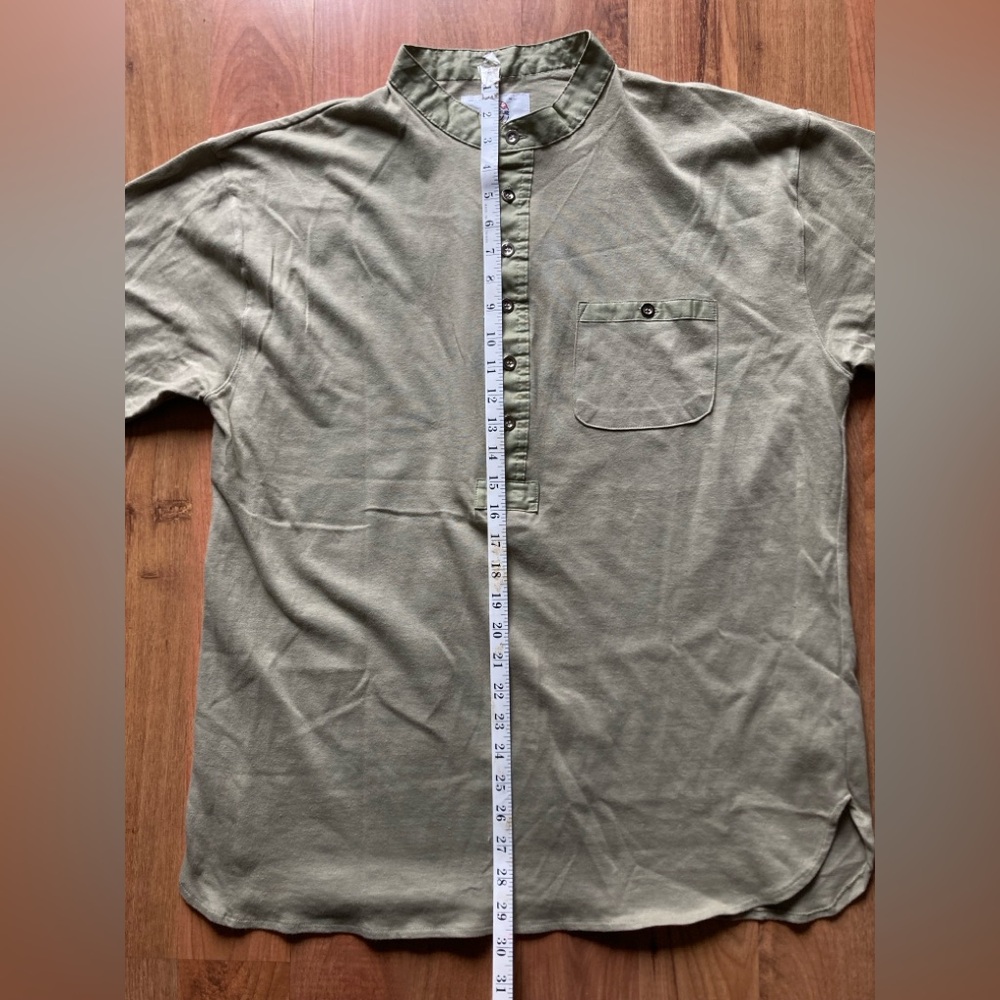 VTG Levis Urban Camouflage Collarless Short Sleeve Green Henley Mens XL Shirt - Picture 5 of 8